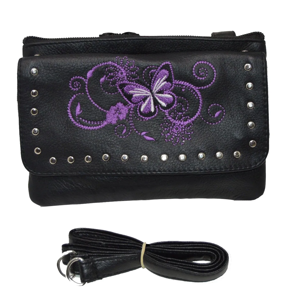 VA320 Ladies Belt Loop Purse 7.5x5 Small Butterfly Designs