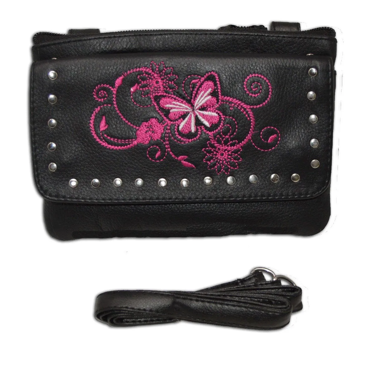 VA320 Ladies Belt Loop Purse 7.5x5 Small Butterfly Designs
