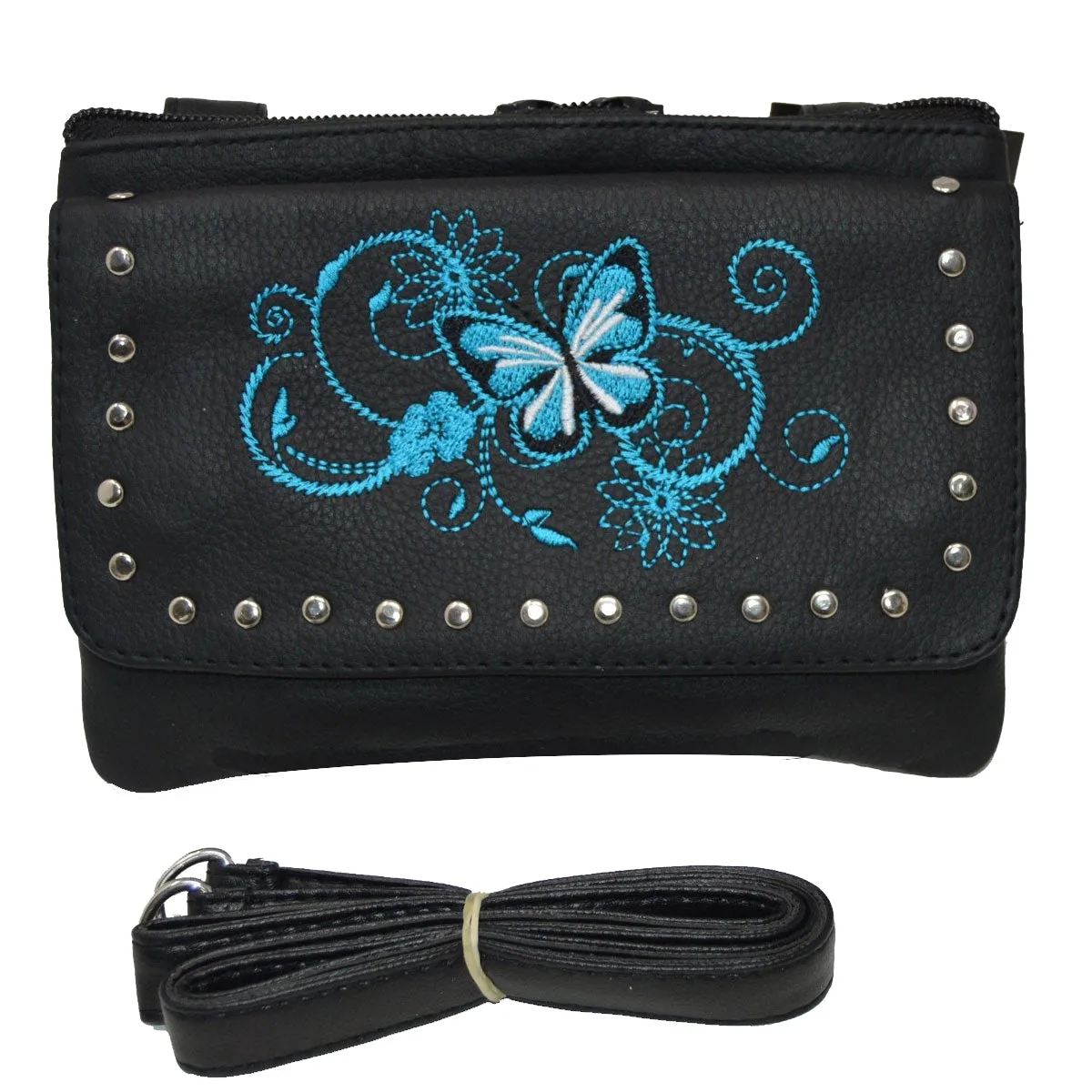 VA320 Ladies Belt Loop Purse 7.5x5 Small Butterfly Designs