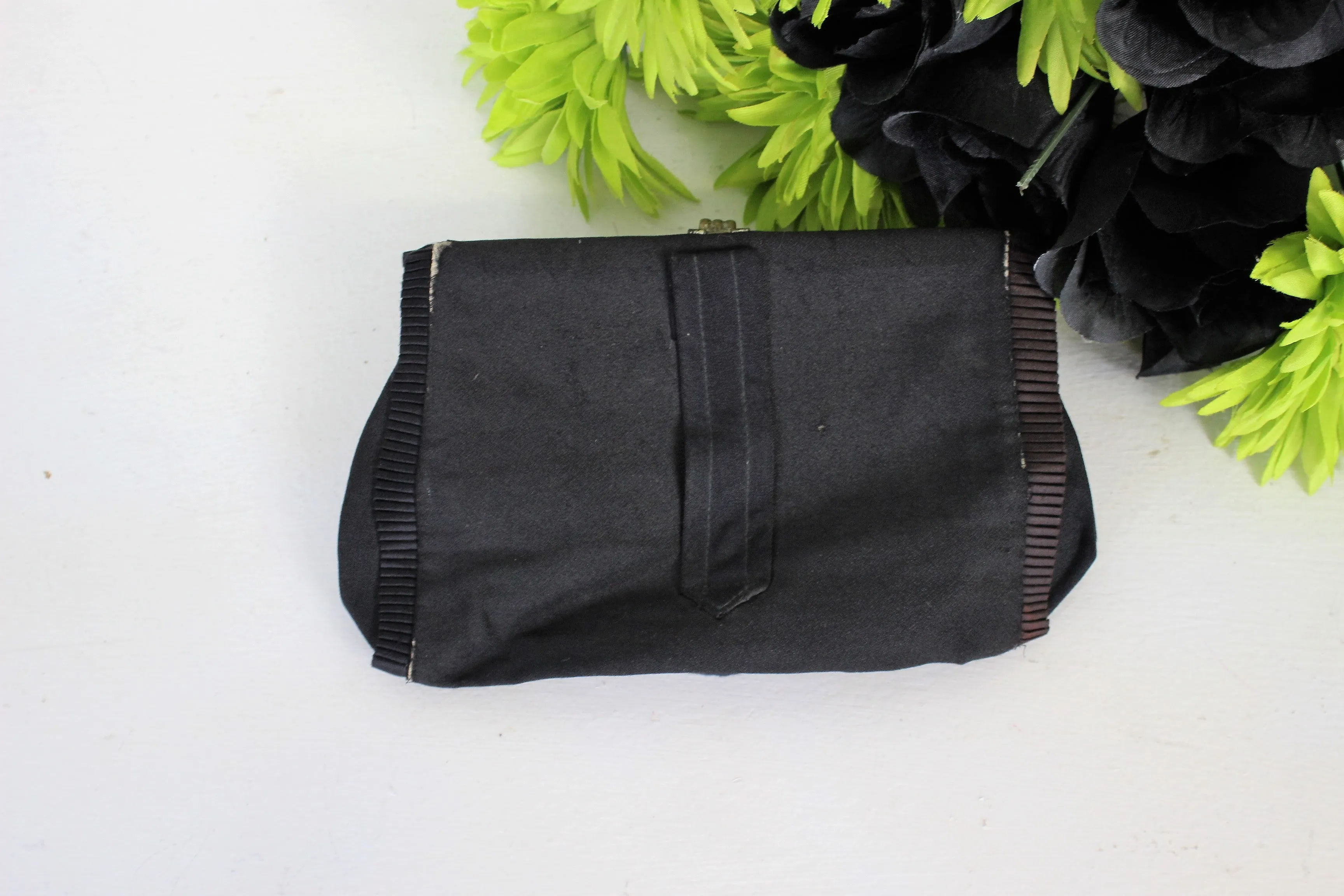 Vintage 1930s  Rare NRA Ladies Hand Bag Code Authority Black Clutch Bag Wiith Wrist Strap