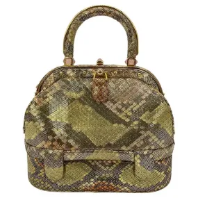 Vintage Judith Leiber Pink Gold Python Snakeskin 007 James Bond Bag