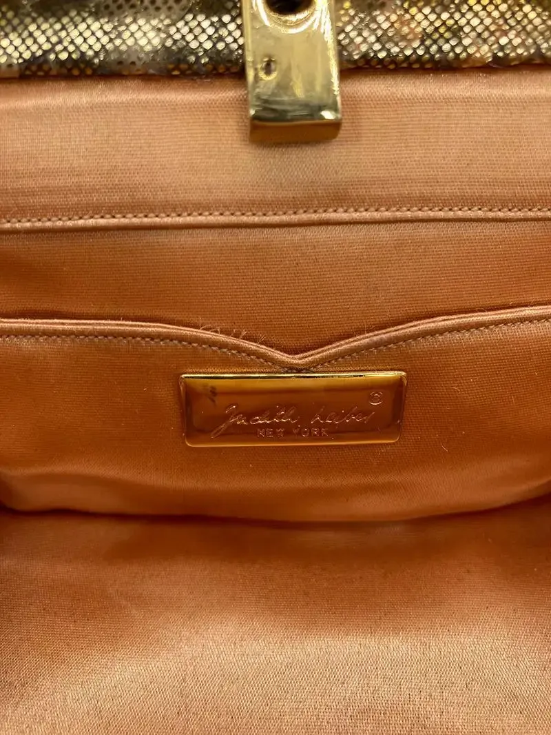 Vintage Judith Leiber Pink Gold Python Snakeskin 007 James Bond Bag
