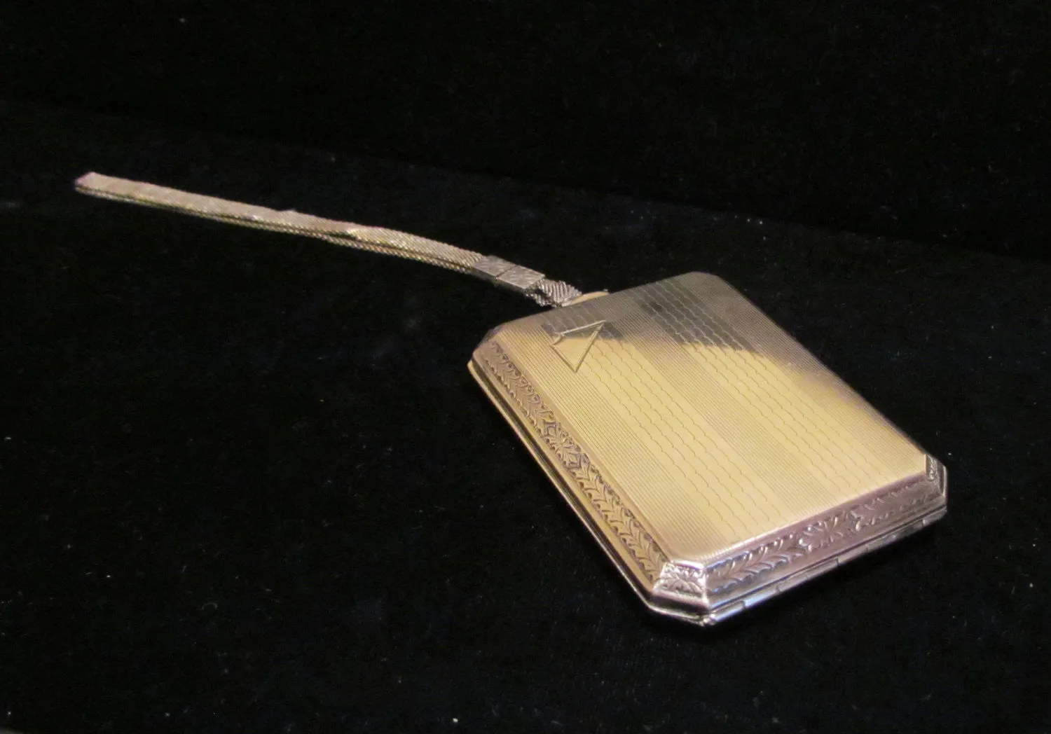 Vintage Silver Plated WHSCO Coin Or Change Purse Powder & Mirror Compact Silver Plated Wristlet Purse