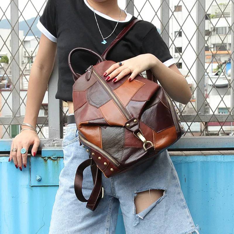 Vintage Womens Leather Western Backpack Purse Ladies Rucksack Bag For Women