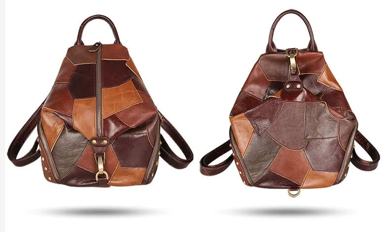 Vintage Womens Leather Western Backpack Purse Ladies Rucksack Bag For Women