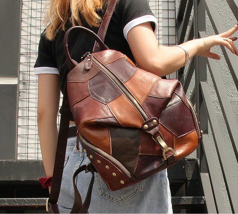 Vintage Womens Leather Western Backpack Purse Ladies Rucksack Bag For Women