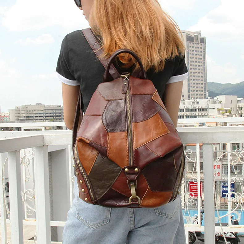 Vintage Womens Leather Western Backpack Purse Ladies Rucksack Bag For Women