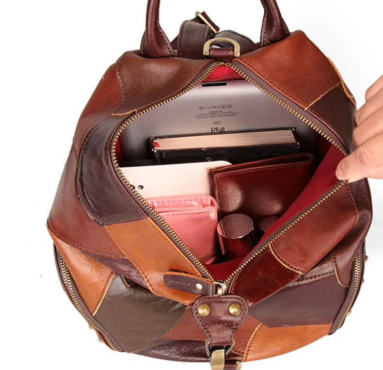 Vintage Womens Leather Western Backpack Purse Ladies Rucksack Bag For Women