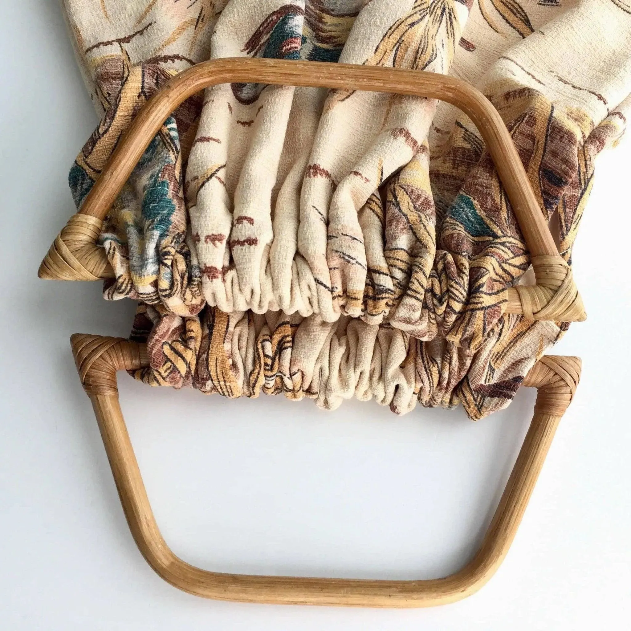 Women’s Accessories, Vintage Barkcloth Fabric Handmade Tote Bag