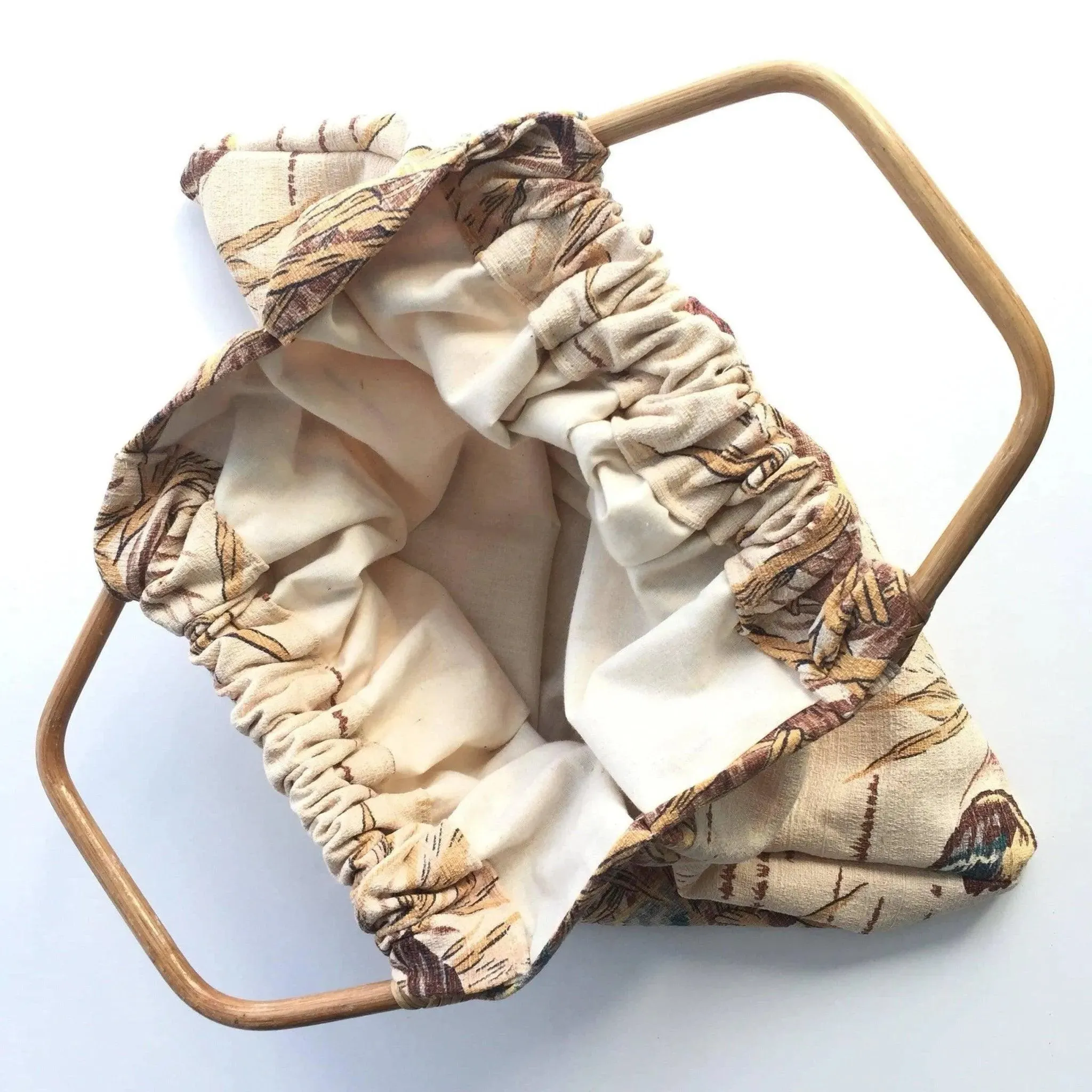 Women’s Accessories, Vintage Barkcloth Fabric Handmade Tote Bag