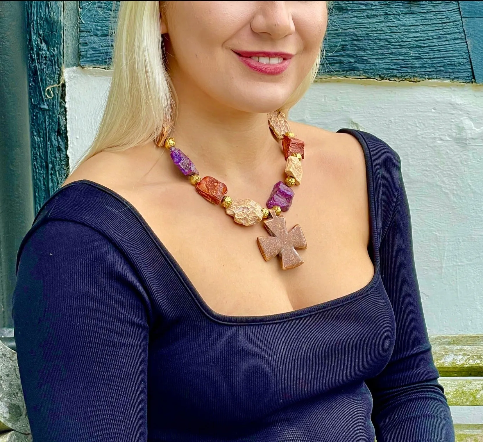 Yves Saint Laurent Maltese Cross Necklace