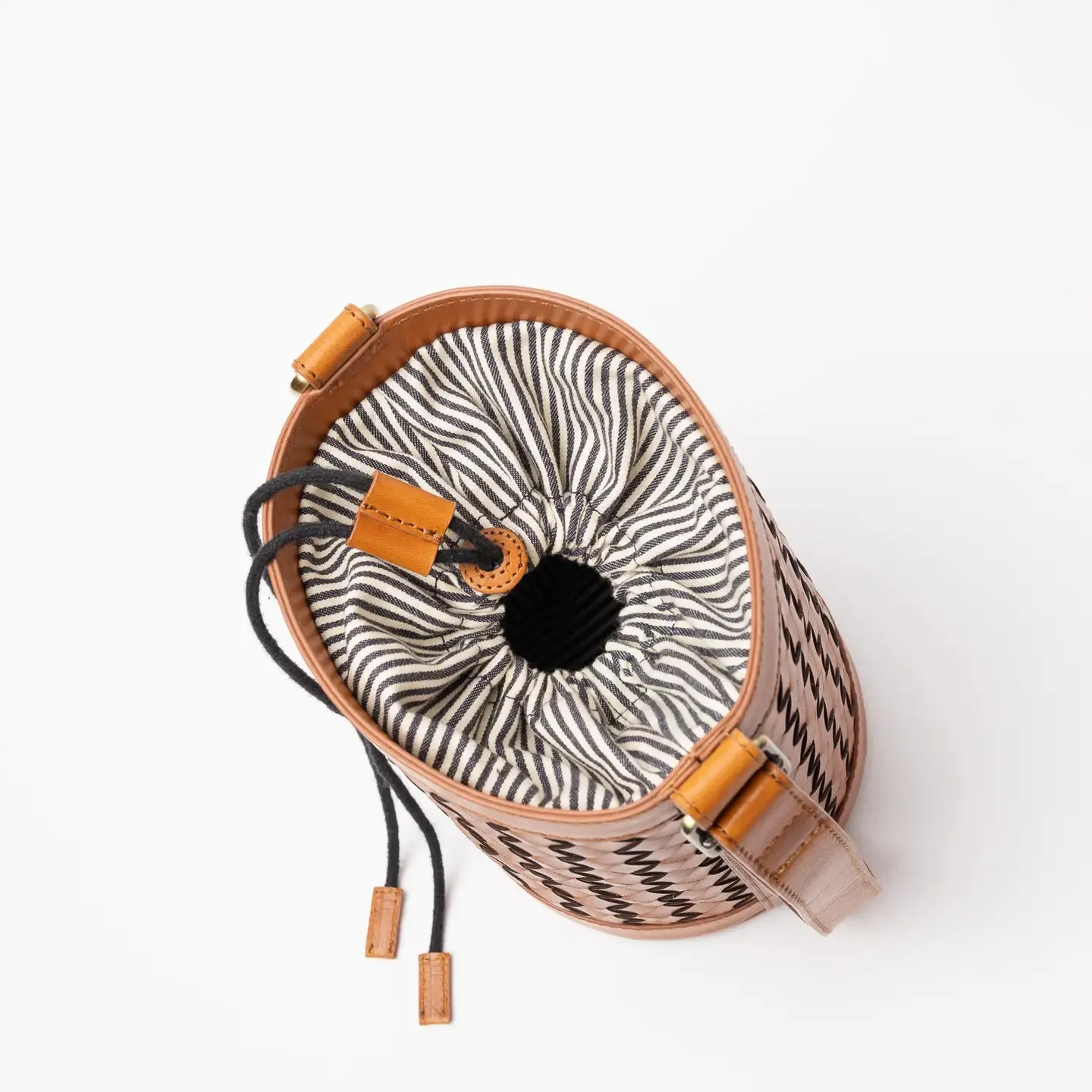Zola  Woven Leather Bag - Cognac